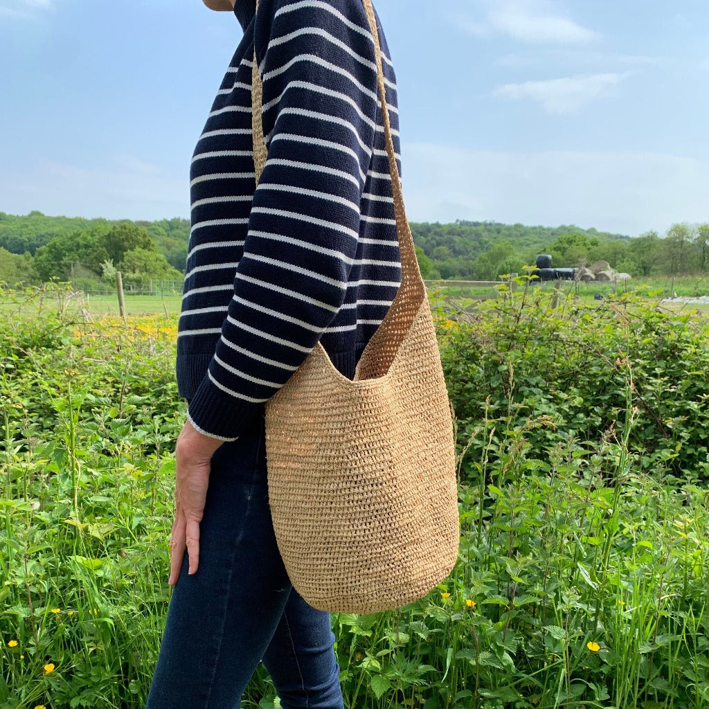 Raffia Crochet Shoulder Boho Bag | Shopping Tote & Beach Bag