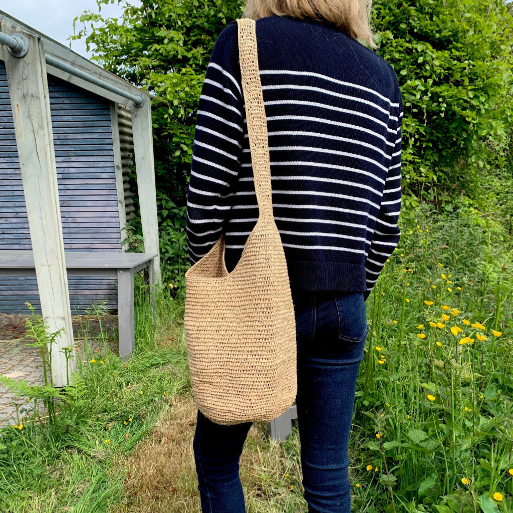 Raffia Crochet Shoulder Boho Bag | Shopping Tote & Beach Bag