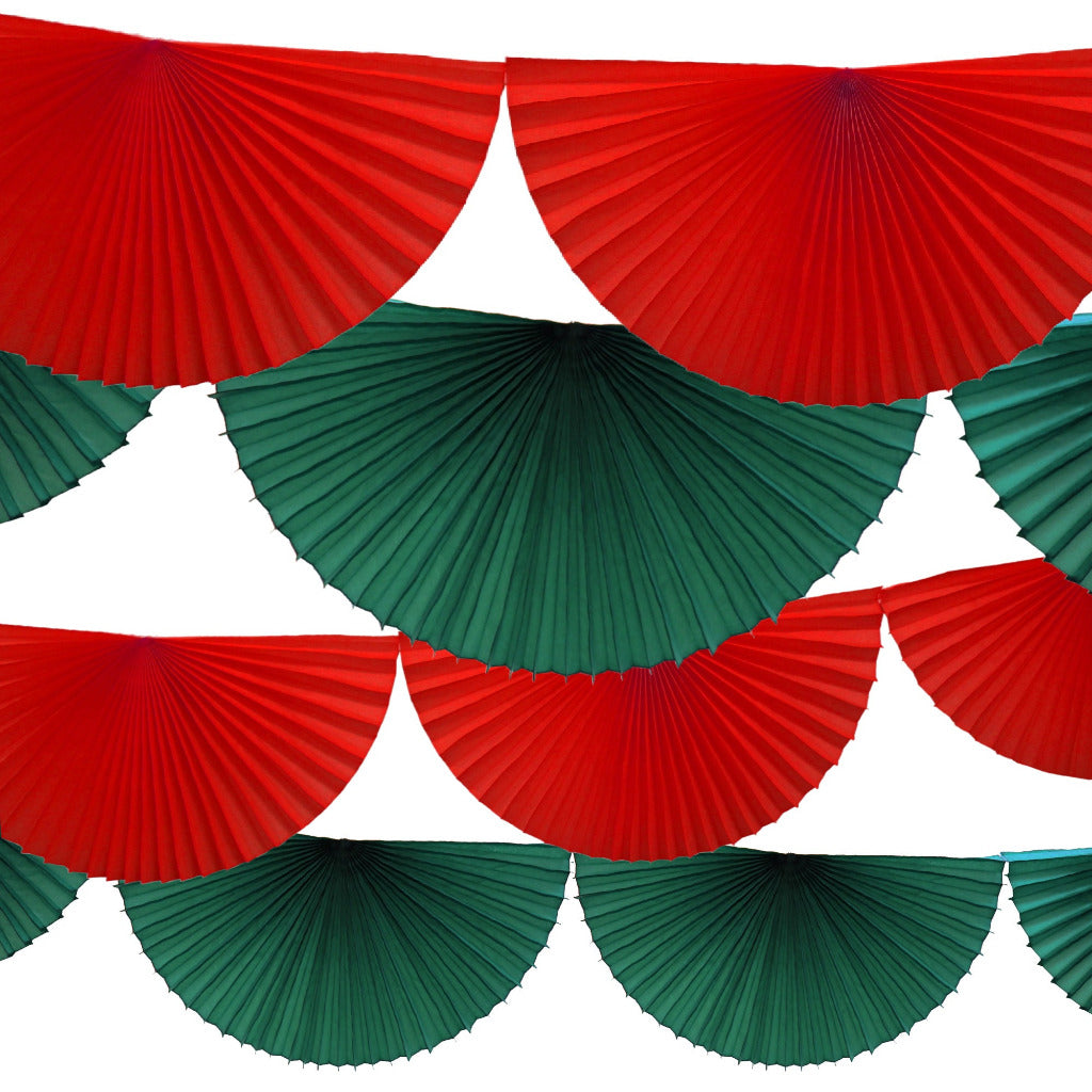 8-Foot Colorful Scalloped Paper Fan Garland - Party Decoration, Photo Booth Backdrop, Birthday