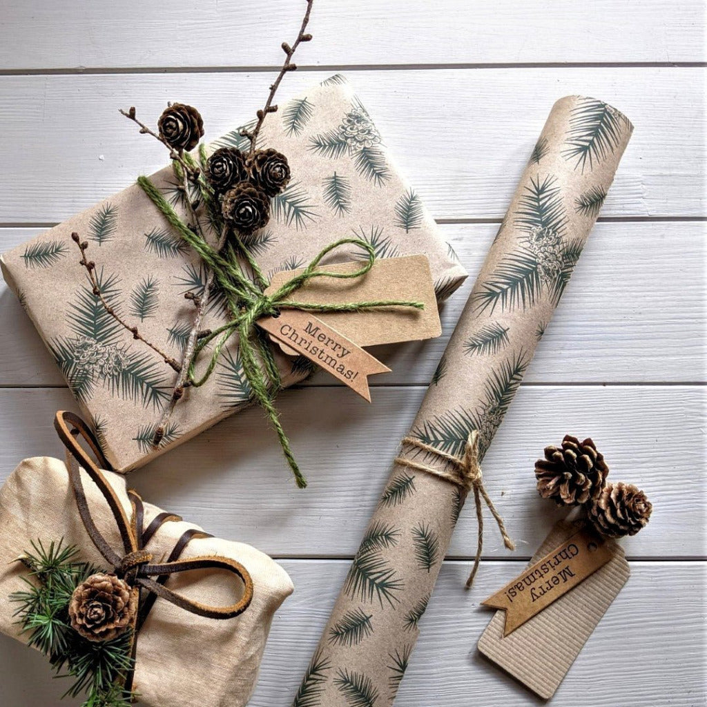 100% Eco Friendly Pine Cone Kraft Wrapping Paper 3m By The Danes