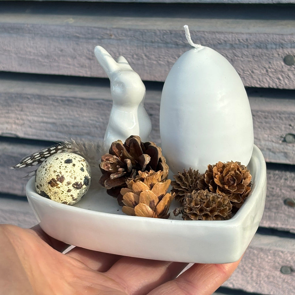 Bunny Trinket Dish with Egg Candle – Easter Decor Gift Set - Thedanes.co.uk - Creative & Sustainable Living The Scandinavian Way