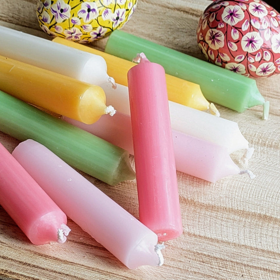 10 Mixed Short Dinner Candles | Pastels