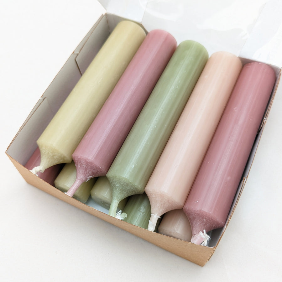 10 Mixed Short Dinner Candles | Pink & Green Mix - Thedanes.co.uk - Creative & Sustainable Living The Scandinavian Way