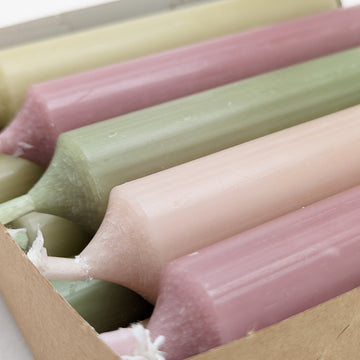 10 Mixed Short Dinner Candles | Pink & Green Mix - Thedanes.co.uk - Creative & Sustainable Living The Scandinavian Way