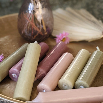 10 Mixed Short Dinner Candles | Pink & Green Assortment - Thedanes.co.uk - Creative & Sustainable Living The Scandinavian Way