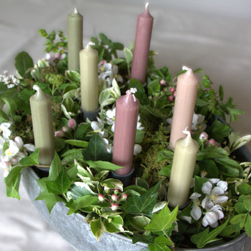 10 Mixed Short Dinner Candles | Pink & Green Assortment - Thedanes.co.uk - Creative & Sustainable Living The Scandinavian Way