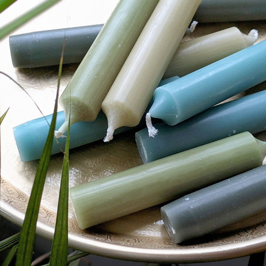 10 Mixed Short Dinner Candles | Green & Blue Assortment - Thedanes.co.uk - Creative & Sustainable Living The Scandinavian Way