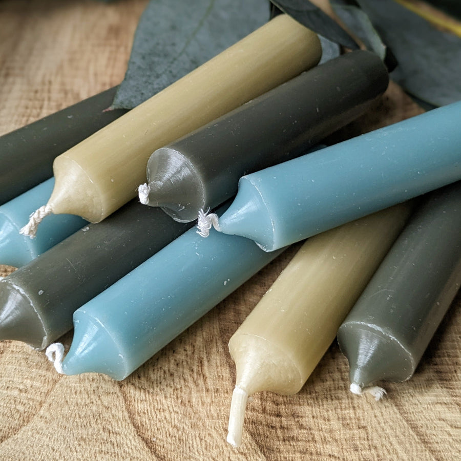 10 Mixed Short Dinner Candles | Green & Blue Assortment - Thedanes.co.uk - Creative & Sustainable Living The Scandinavian Way