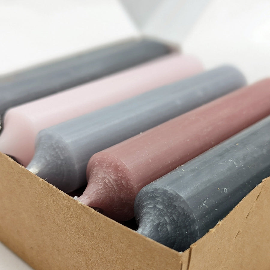 10 Mixed Short Dinner Candles | Grey & Pink Assortment - Thedanes.co.uk - Creative & Sustainable Living The Scandinavian Way