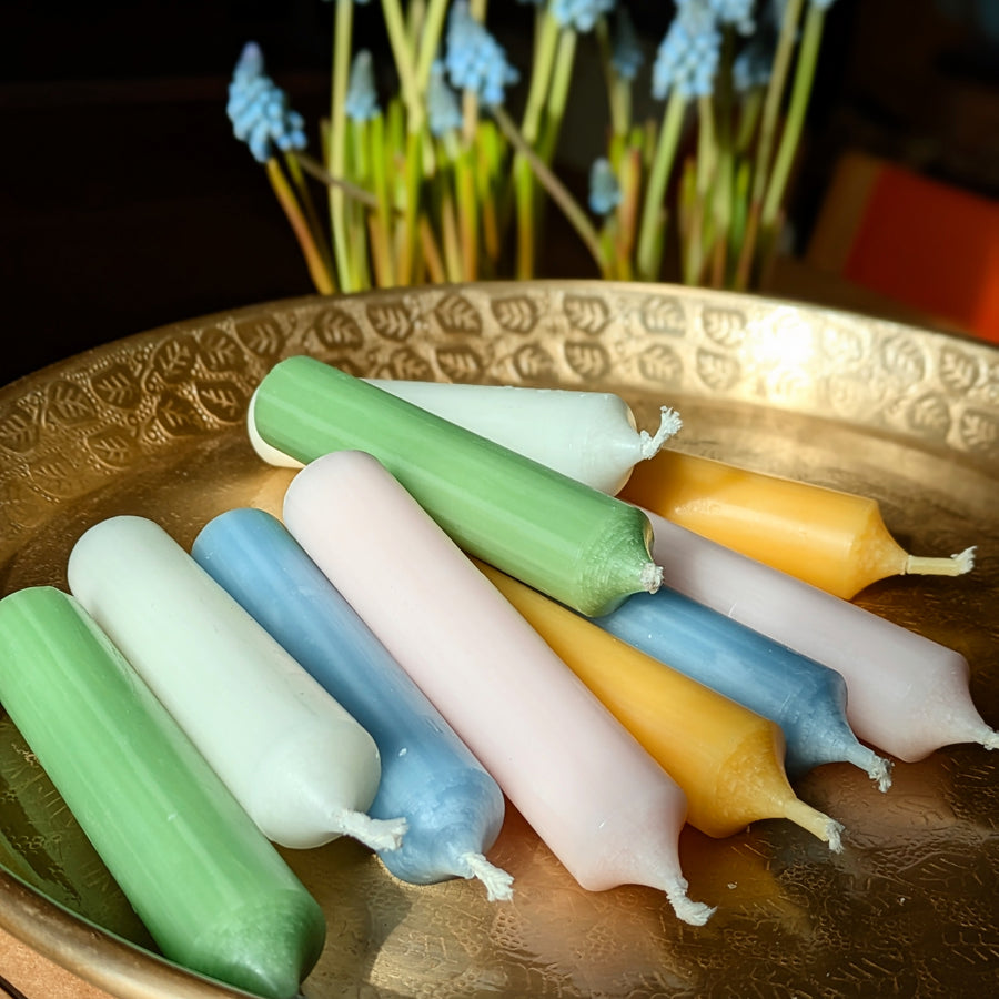 10 Short Dinner Candles | Pastel Assortment - Thedanes.co.uk - Creative & Sustainable Living The Scandinavian Way