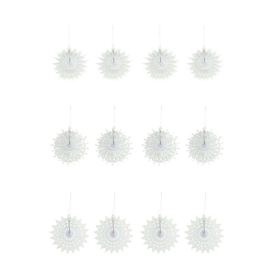 12 White Paper Fan Snowflake Christmas Decorations | 15cm - Thedanes.co.uk - Creative & Sustainable Living The Scandinavian Way