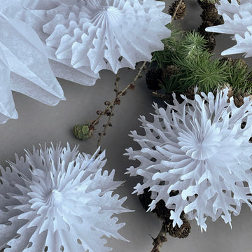 12 White Paper Fan Snowflake Christmas Decorations | 15cm - Thedanes.co.uk - Creative & Sustainable Living The Scandinavian Way