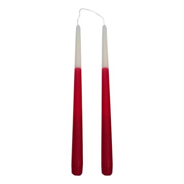 2 Tapered Dinner Candles | Red & Ivory Ombre - Thedanes.co.uk - Creative & Sustainable Living The Scandinavian Way
