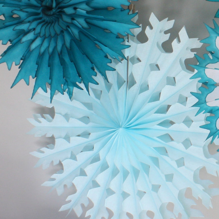 Classic Honeycomb Paper Snowflakes - Pale Blue in 3 Sizes