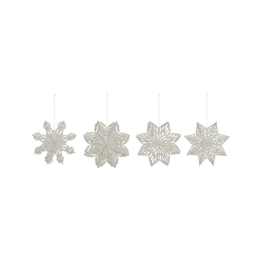 White Paper Snowflake Christmas Ornaments | 15cm | Pack of 4 - Thedanes.co.uk - Creative & Sustainable Living The Scandinavian Way