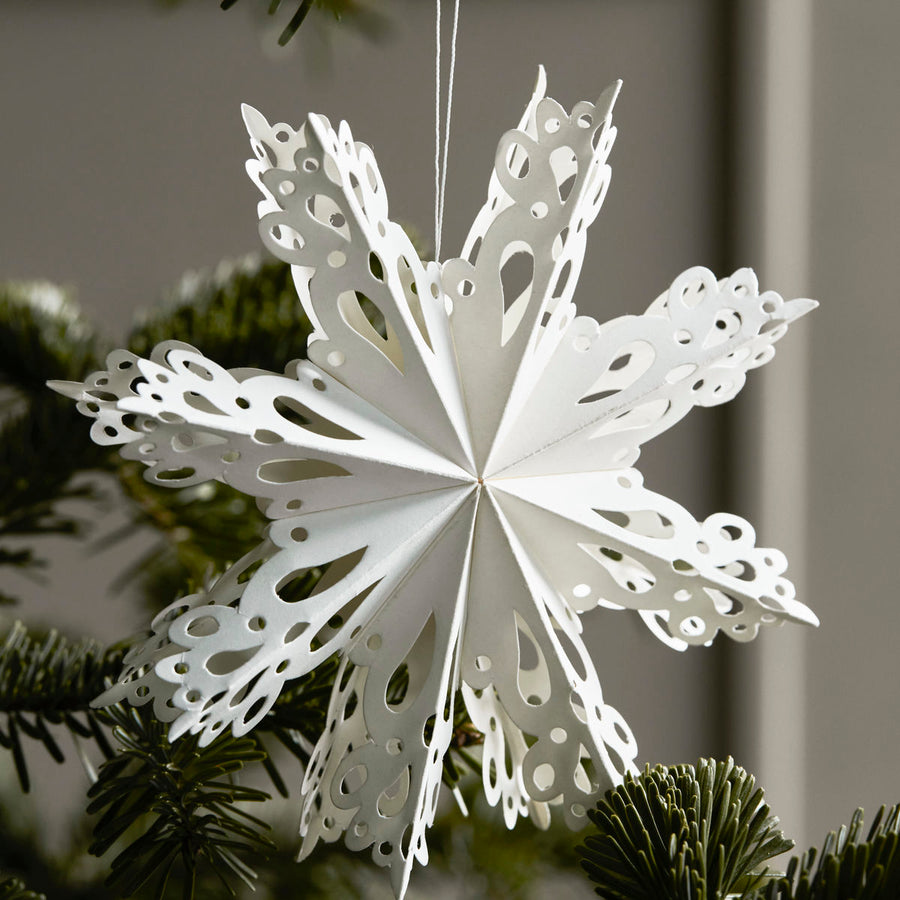 White Paper Snowflake Christmas Ornaments | 15cm | Pack of 4 - Thedanes.co.uk - Creative & Sustainable Living The Scandinavian Way