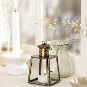 Small Brass & Glass Lantern | 12cm | Flower - Thedanes.co.uk - Creative & Sustainable Living The Scandinavian Way