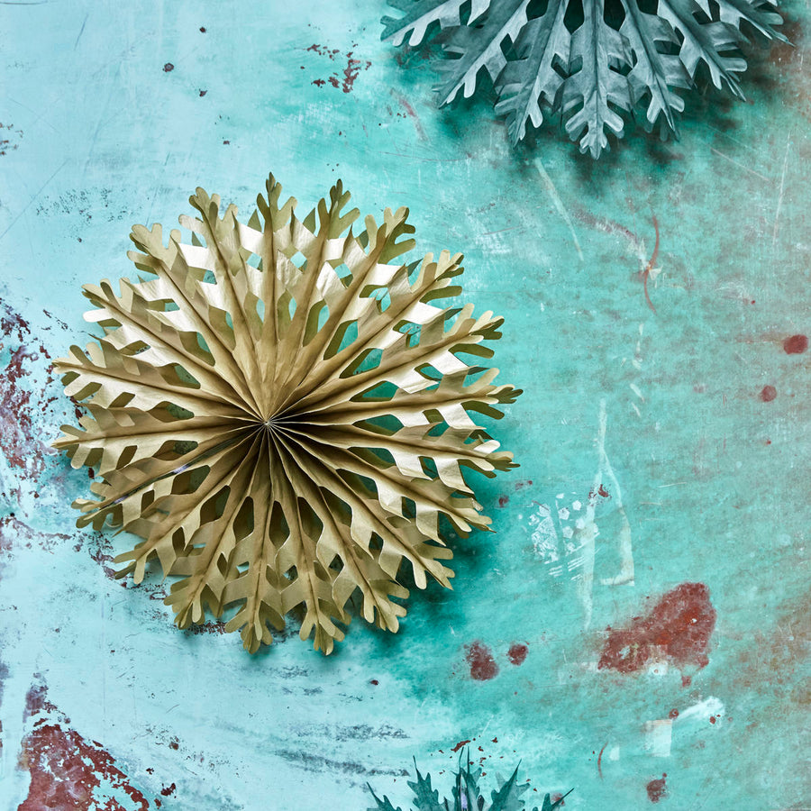 3 Metallic Gold Tissue Paper Star Fans | 2 Sizes - Thedanes.co.uk - Creative & Sustainable Living The Scandinavian Way