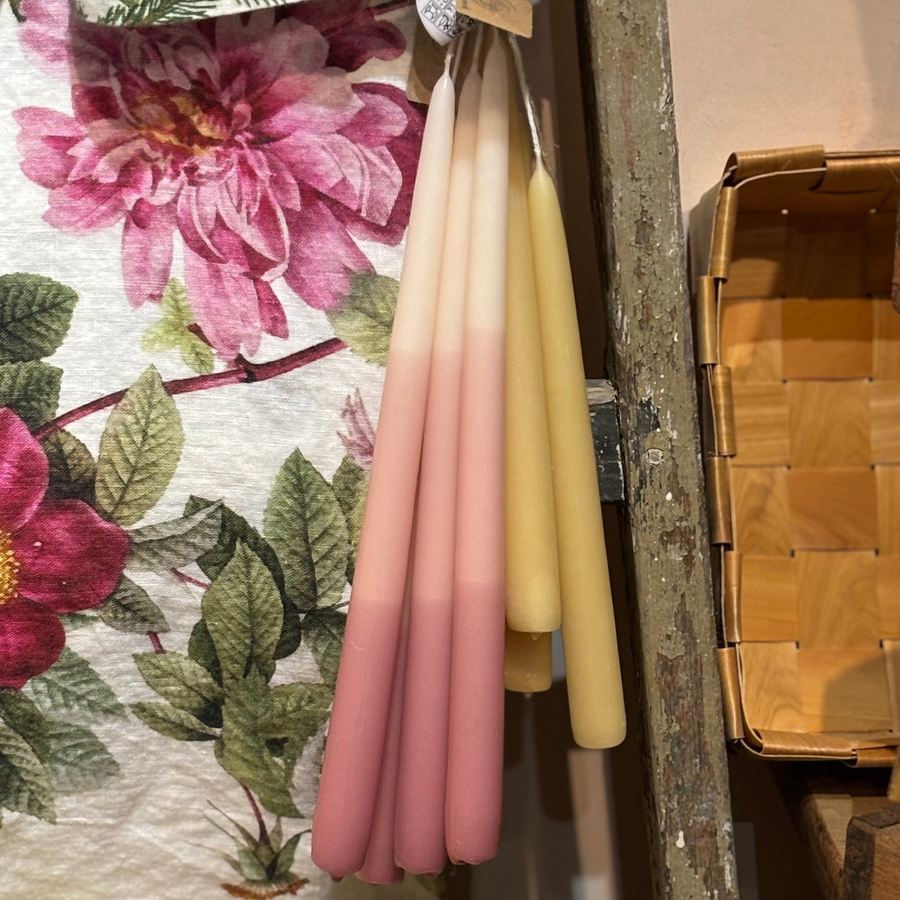 2 Tapered Dinner Candles | Pink & Ivory Ombre - Thedanes.co.uk - Creative & Sustainable Living The Scandinavian Way