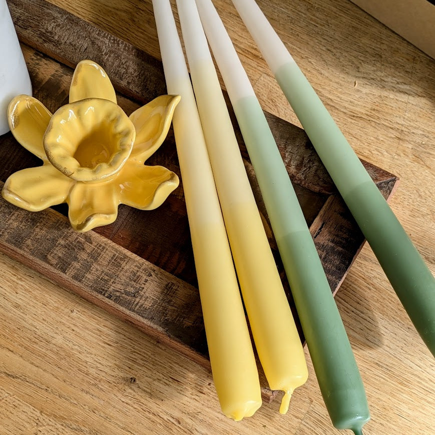 2 Tapered Dinner Candles | Yellow & Ivory Ombre - Thedanes.co.uk - Creative & Sustainable Living The Scandinavian Way