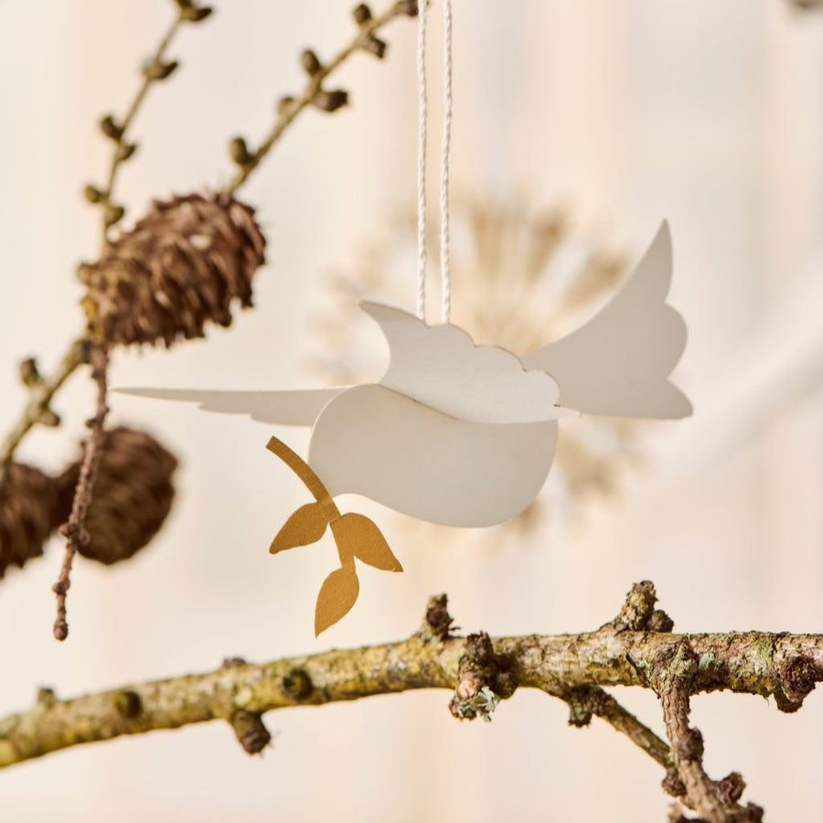 2 White Hanging Paper Peace Dove Decorations - Thedanes.co.uk - Creative & Sustainable Living The Scandinavian Way