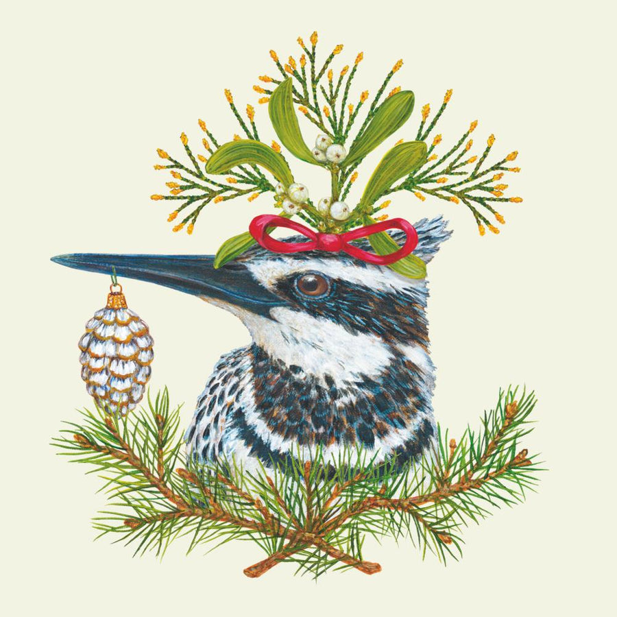 Festive Christmas Kingfisher Paper Napkin| Design by Vicki Sawyer | 33 x 33cm - Thedanes.co.uk - Creative & Sustainable Living The Scandinavian Way