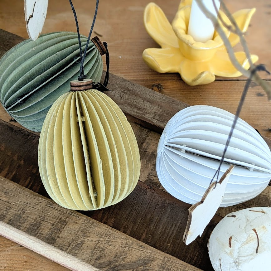 3 Hanging Easter Egg Decorations | Zero Waste Recycled Paper - Thedanes.co.uk - Creative & Sustainable Living The Scandinavian Way