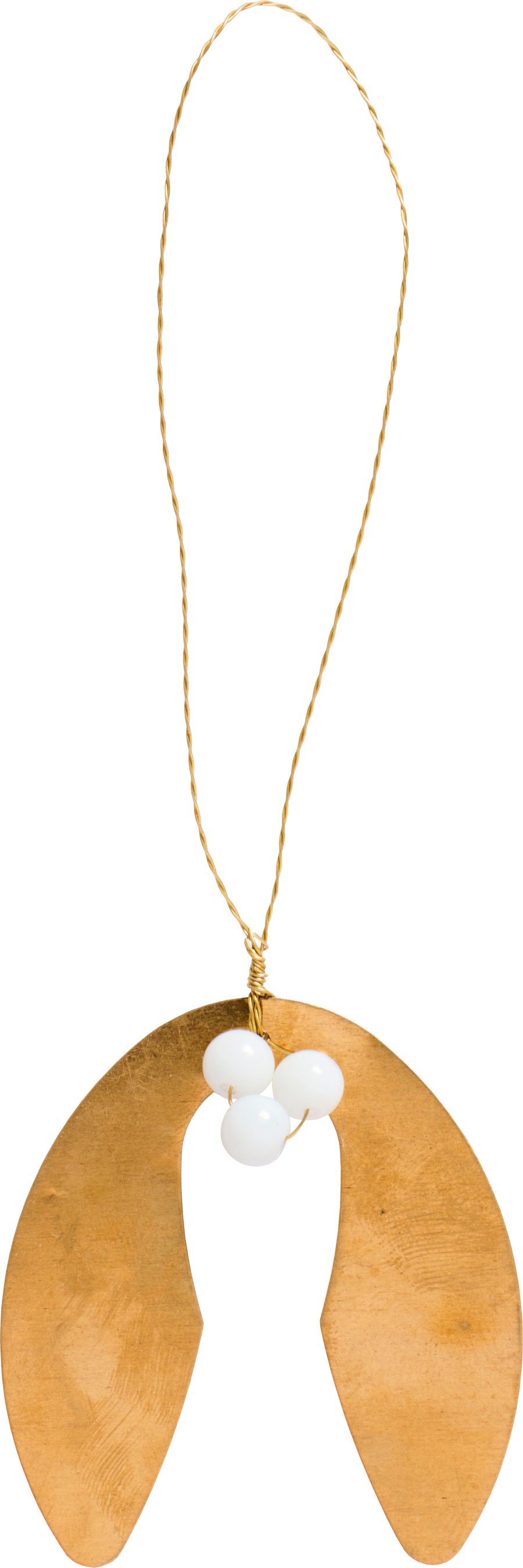 Small Golden Hanging Mistletoe Decorations W/White Beads | Gift Accessory - Thedanes.co.uk - Creative & Sustainable Living The Scandinavian Way