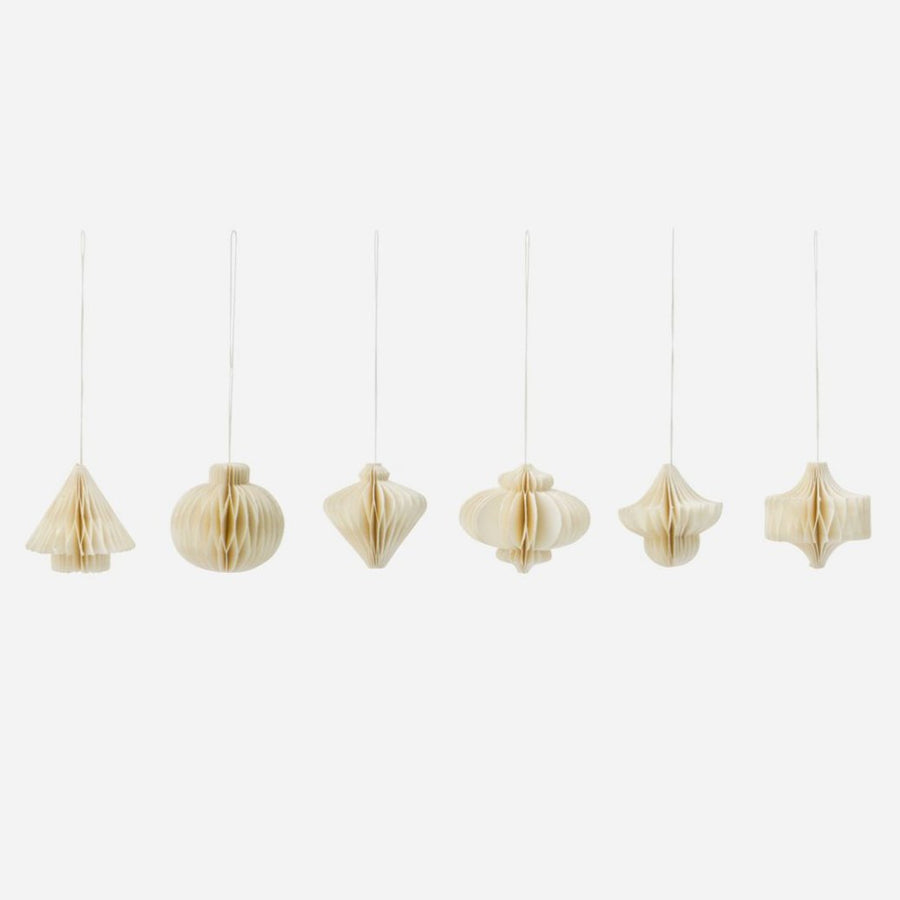 6 Assorted Paper Christmas Ornaments | Off-White - Thedanes.co.uk - Creative & Sustainable Living The Scandinavian Way