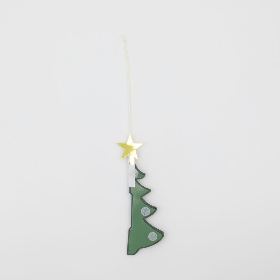 6 Green Hanging Christmas Tree Paper Decorations With Gold Star - Thedanes.co.uk - Creative & Sustainable Living The Scandinavian Way