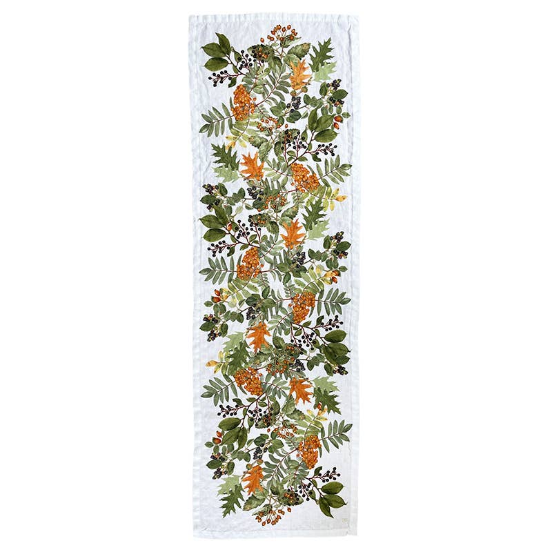 Linen Table Runner - Autumn Foliage & Berries | 145cm - Thedanes.co.uk - Creative & Sustainable Living The Scandinavian Way