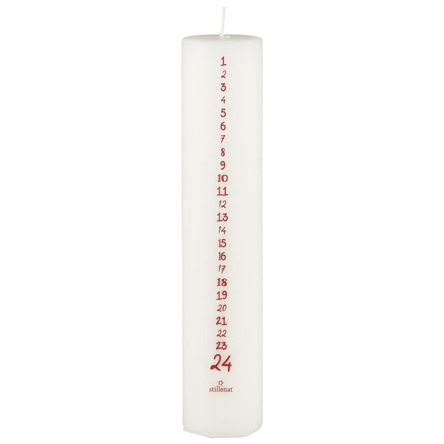 White Scandi Christmas Countdown 1-24 Pillar Candle - Thedanes.co.uk - Creative & Sustainable Living The Scandinavian Way