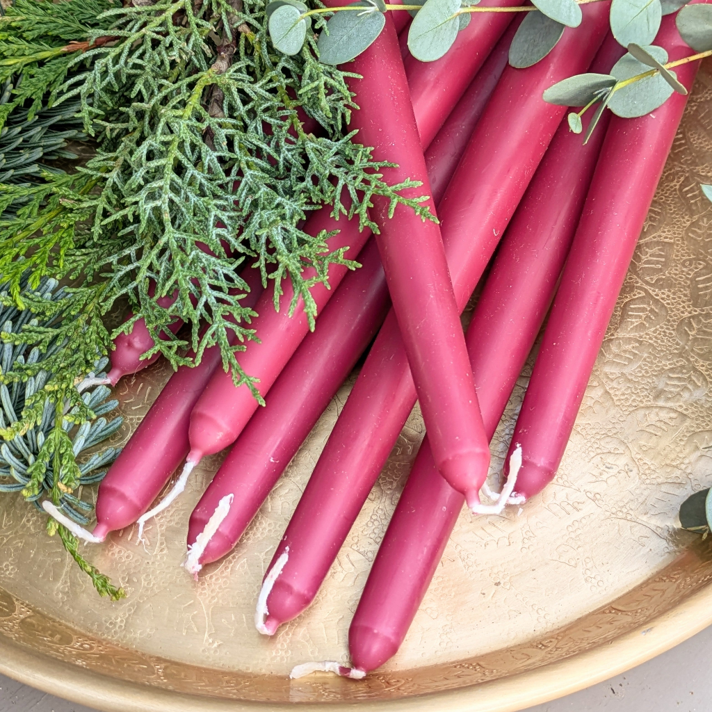 8 Plum Tapered Dinner Candles | Scandi Christmas - Thedanes.co.uk - Creative & Sustainable Living The Scandinavian Way