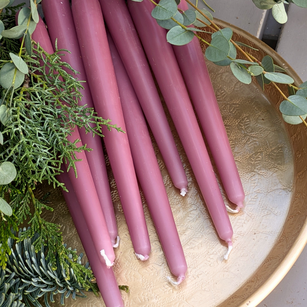 8 Rustic Rose Pink Tapered Dinner Candles - Thedanes.co.uk - Creative & Sustainable Living The Scandinavian Way