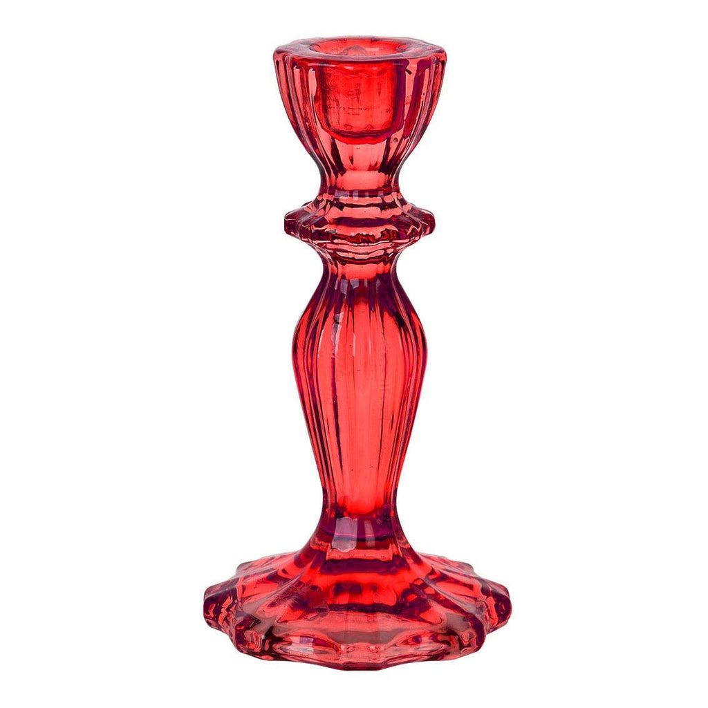 Red Glass Candle Holder | 15cm