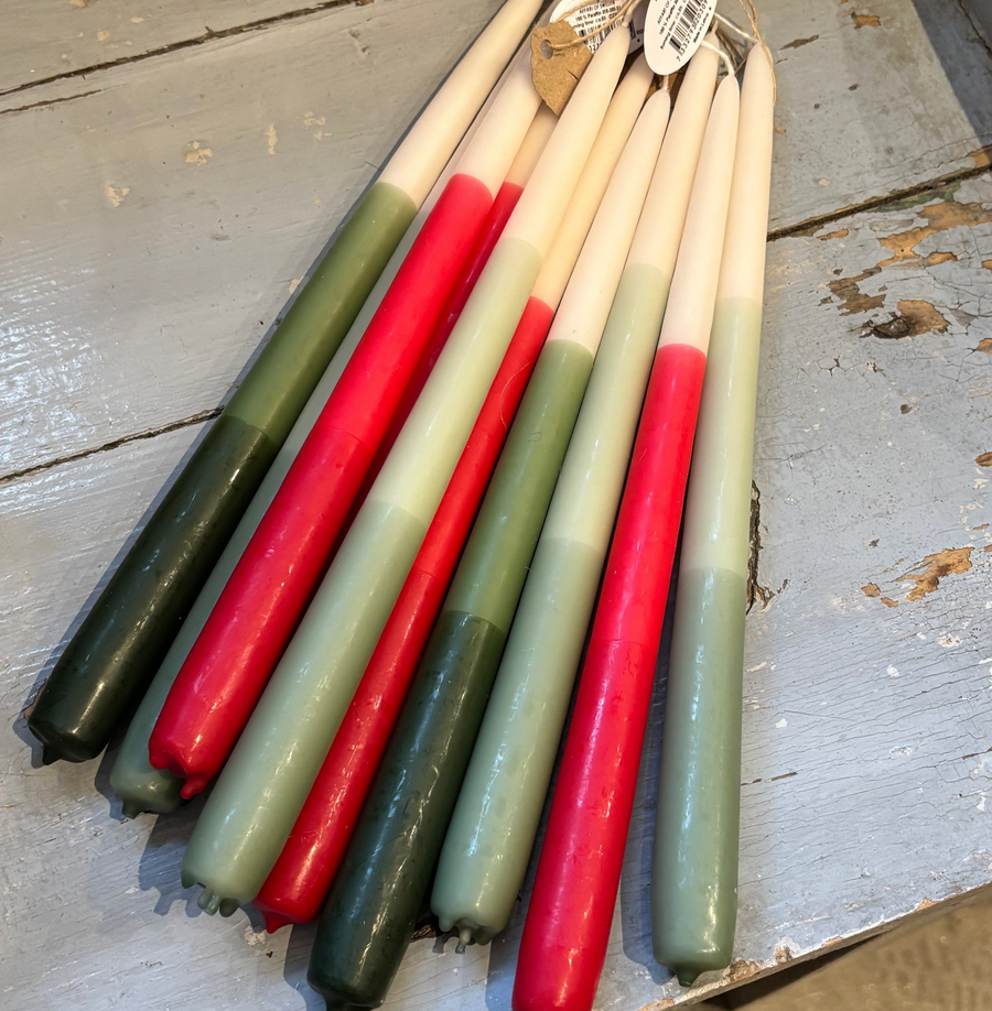 2 Tapered Dinner Candles | Red & Ivory Ombre - Thedanes.co.uk - Creative & Sustainable Living The Scandinavian Way