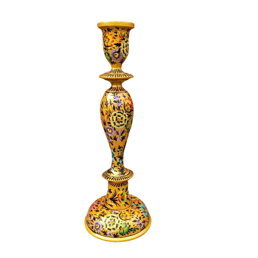 Kashmir Wooden Candle Stick Holder 12