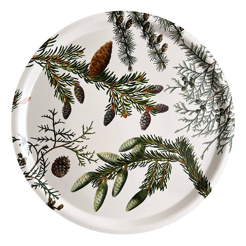 Scandinavian Birch Veneer Serving Tray | Pine Cones & Winter Foliage | 38cm - Thedanes.co.uk - Creative & Sustainable Living The Scandinavian Way