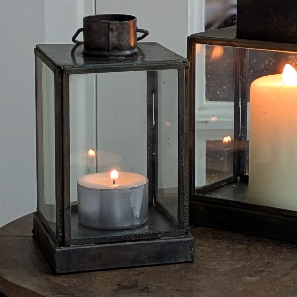 Aged Brass Tea Light Lantern | 13cm - Thedanes.co.uk - Creative & Sustainable Living The Scandinavian Way
