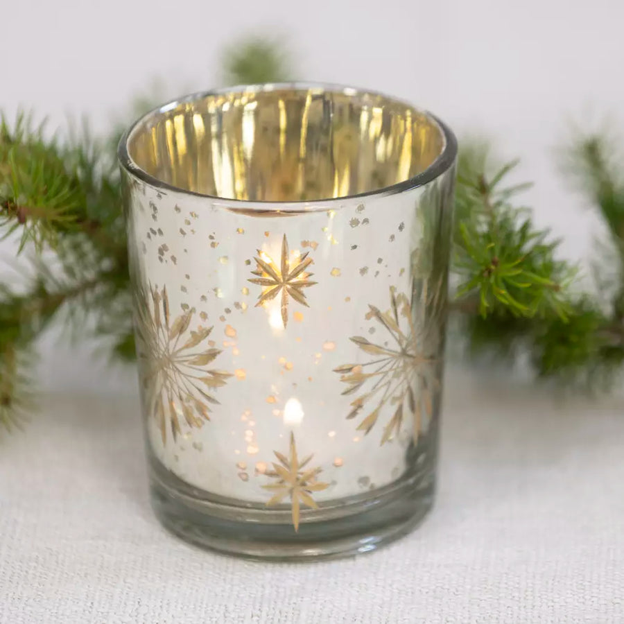 Antique Silver Etched Gold Star Votive | 2 Sizes - Thedanes.co.uk - Creative & Sustainable Living The Scandinavian Way