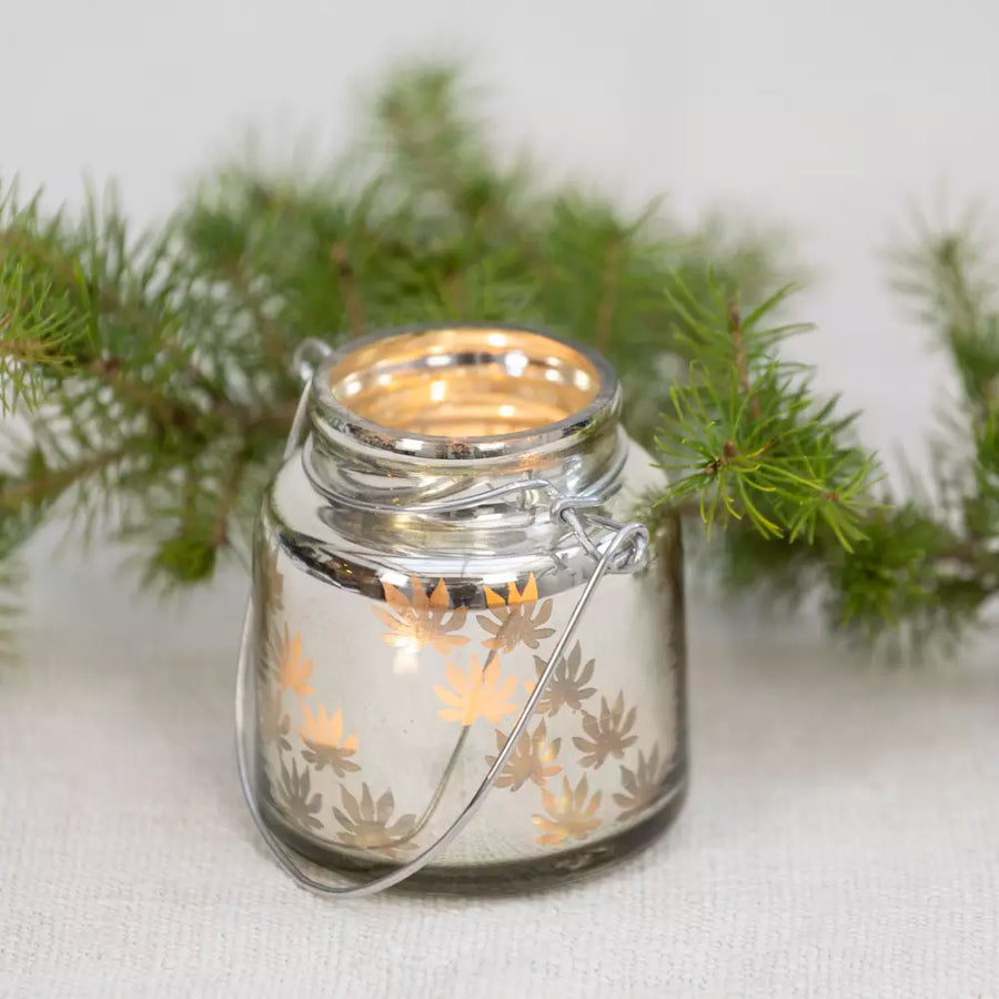 Antique Silver Leaf Etched Tealight Holder With Handle - Thedanes.co.uk - Creative & Sustainable Living The Scandinavian Way
