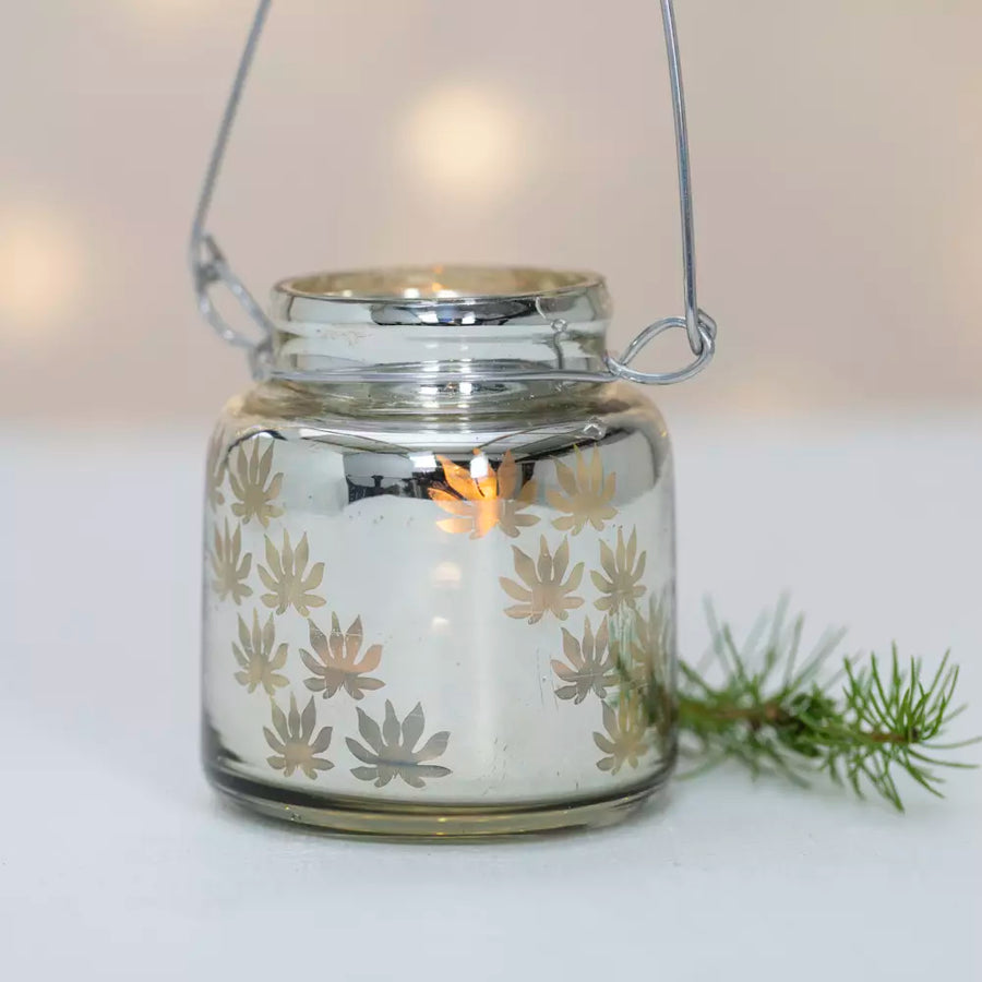 Antique Silver Leaf Etched Tealight Holder With Handle - Thedanes.co.uk - Creative & Sustainable Living The Scandinavian Way