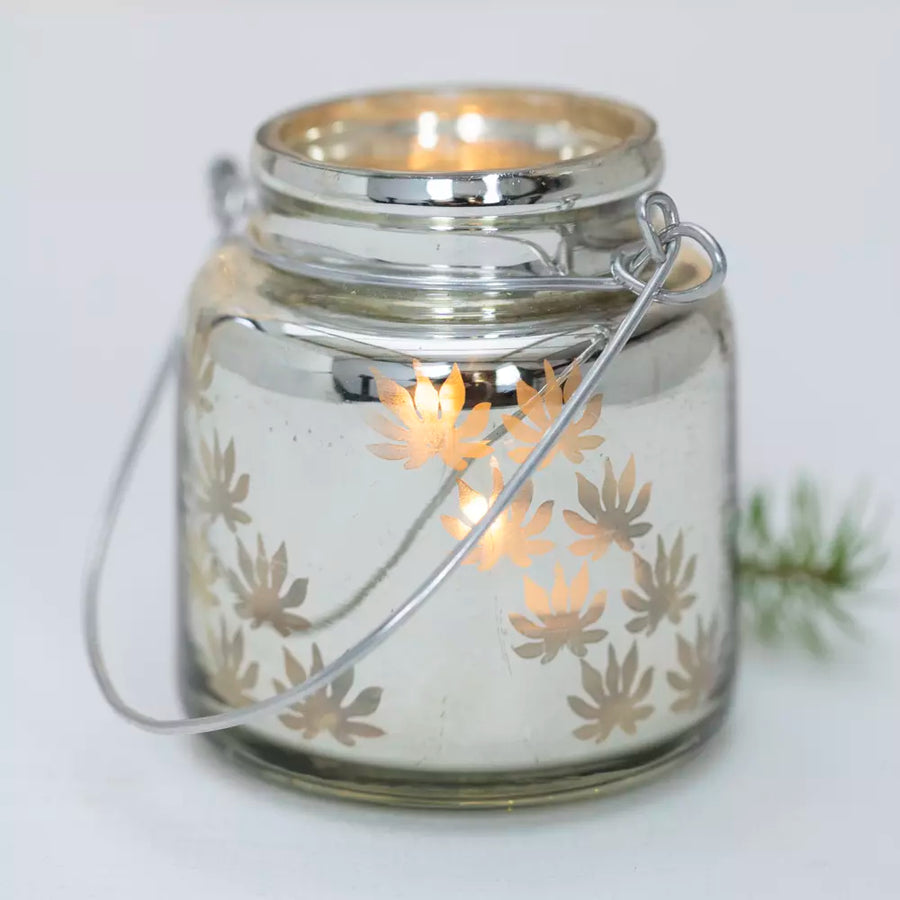 Antique Silver Leaf Etched Tealight Holder With Handle - Thedanes.co.uk - Creative & Sustainable Living The Scandinavian Way