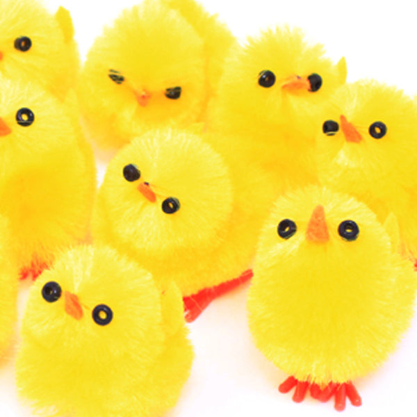 Yellow Fluffy Easter Chicks Pack Of  6