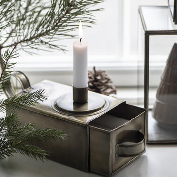 Brass Candle Holder Drawer w Handle - Thedanes.co.uk - Creative & Sustainable Living The Scandinavian Way