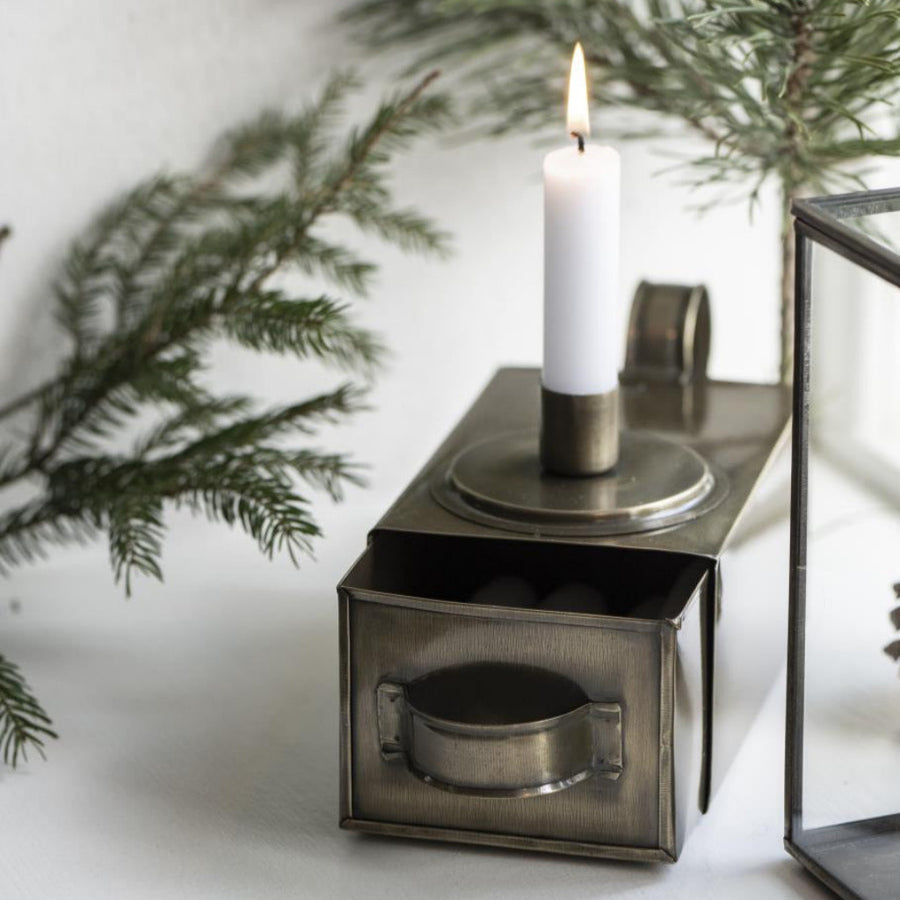 Brass Candle Holder Drawer w Handle - Thedanes.co.uk - Creative & Sustainable Living The Scandinavian Way