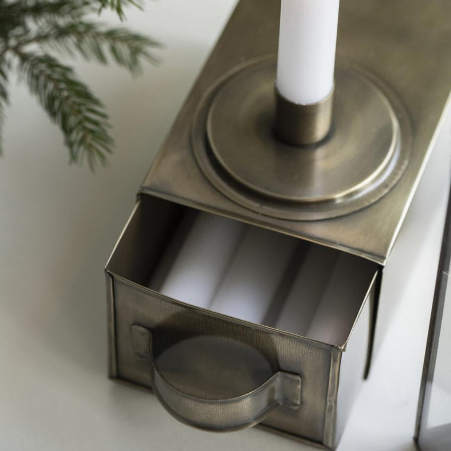 Brass Candle Holder Drawer w Handle - Thedanes.co.uk - Creative & Sustainable Living The Scandinavian Way