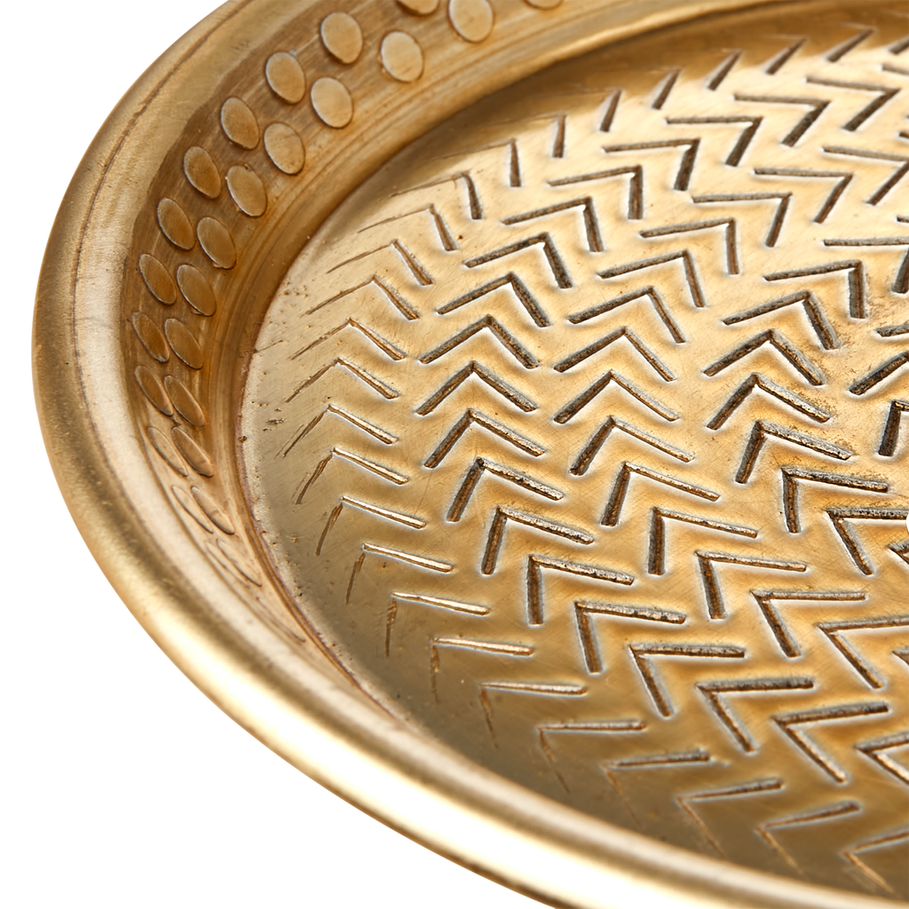 Brass Metal Embossed Candle Tray | 14.5cm - Thedanes.co.uk - Creative & Sustainable Living The Scandinavian Way
