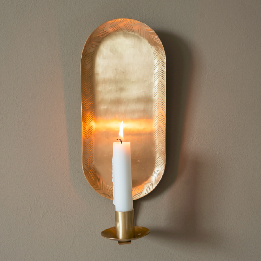 Brass Wall Candle Sconce 30cm