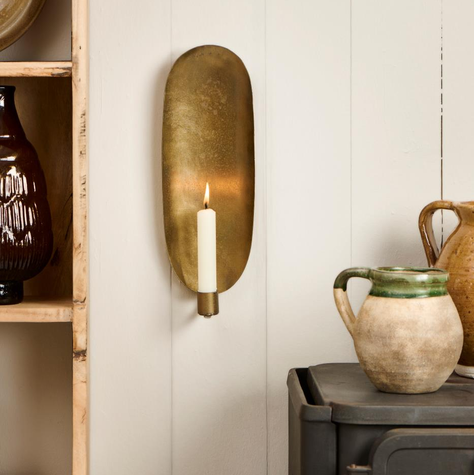 Brass Wall Candle Sconce 32cm